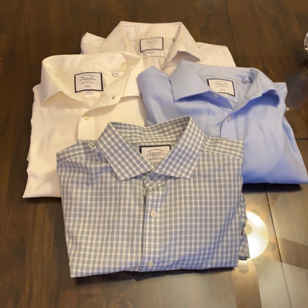 Charles Tyrwhitt Men's Non Iron Slim Fit Button Down Shirts, Lot of 4